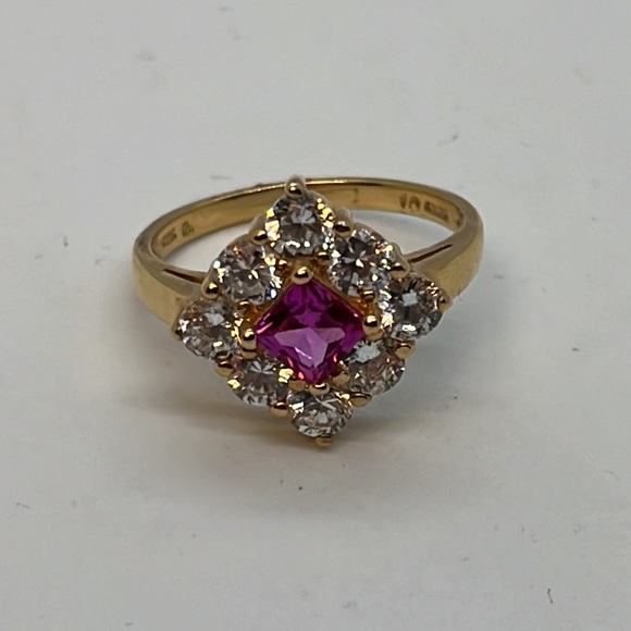 Ruby and CZ vermeil ring size 10 - Picture 5 of 11